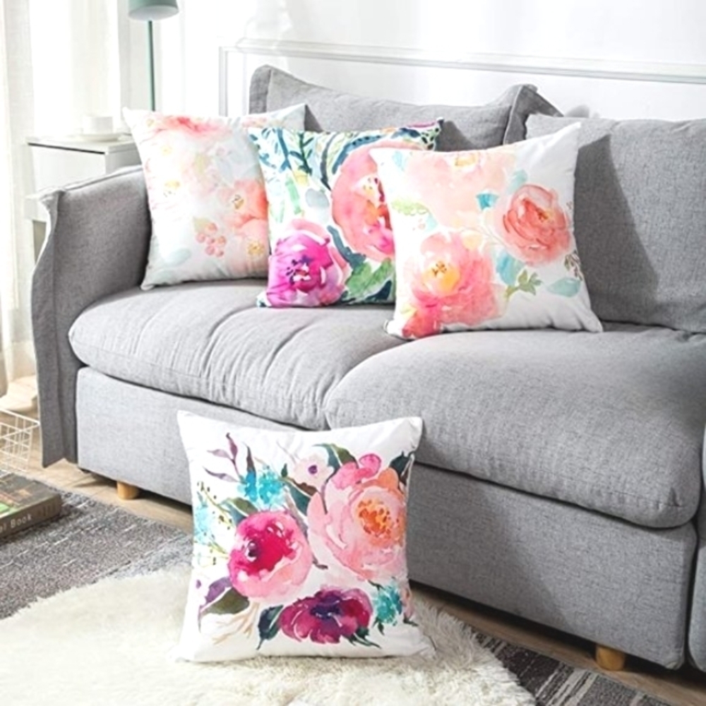 FLORAL ACCENT THROW PILLOW COVERS Pink and White - 2 Piece Set - NWOT